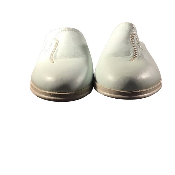 Roobin Leather Shoes 42 Round Toe Mint Green Embroidery Moroccan Slippers Loafer - Picture 6 of 8